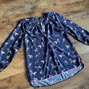 Women's Simply Southern Blue Dog Print Tunic Top M